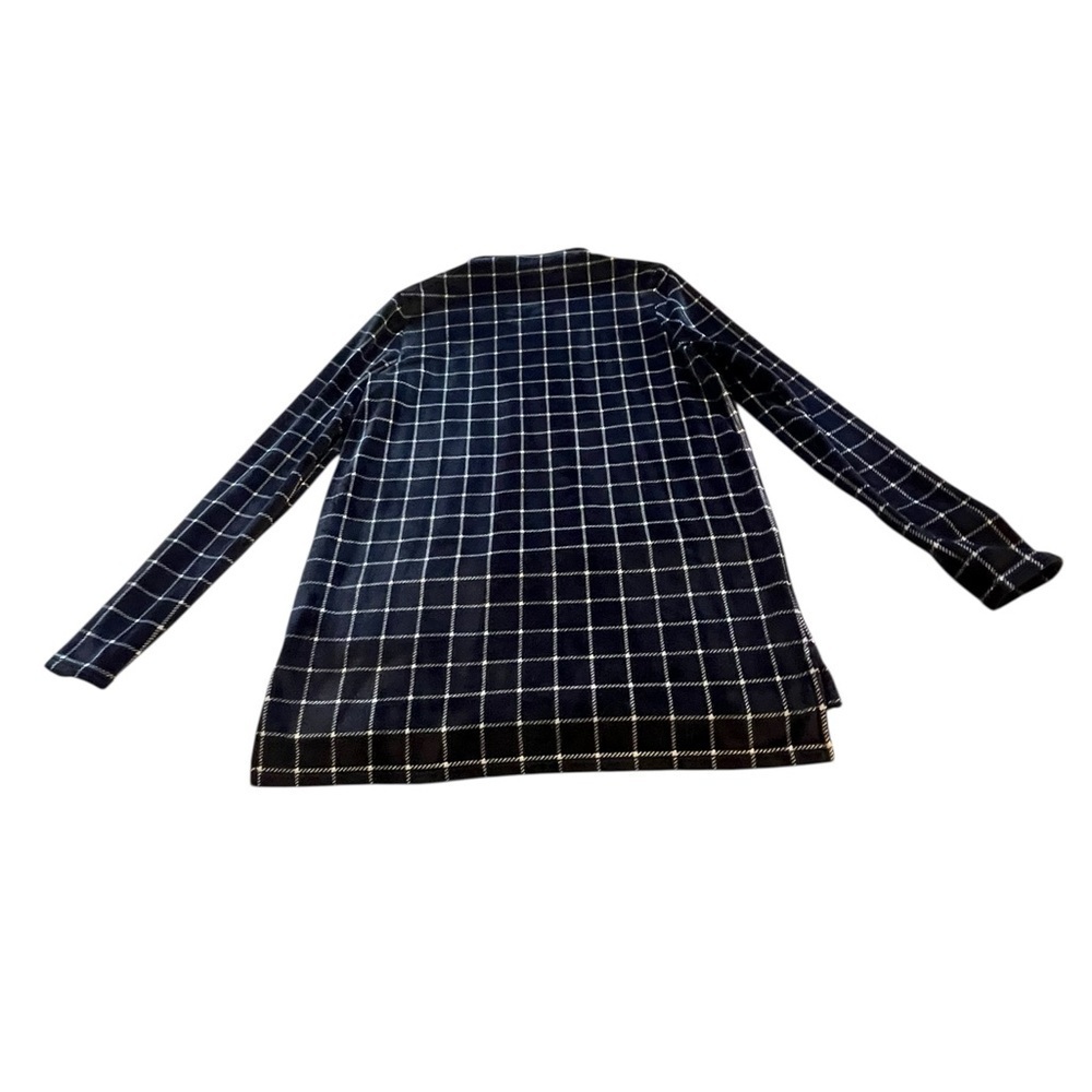 Black & White CabinCore Windowpane Mock Neck Top Medium (10–12) Old Money Style - Picture 4 of 7